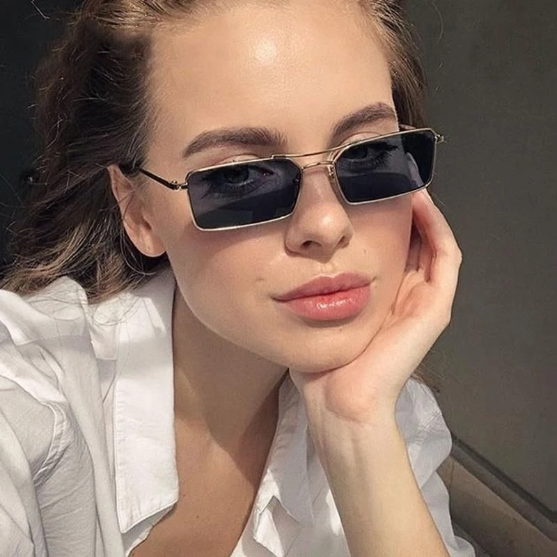 Gafas de sol rectangulares para mujer, Estilo Vintage femeninos de anteojos sol, de marca de diseñador, de Metal, cuadradas|Gafas de sol para mujer|