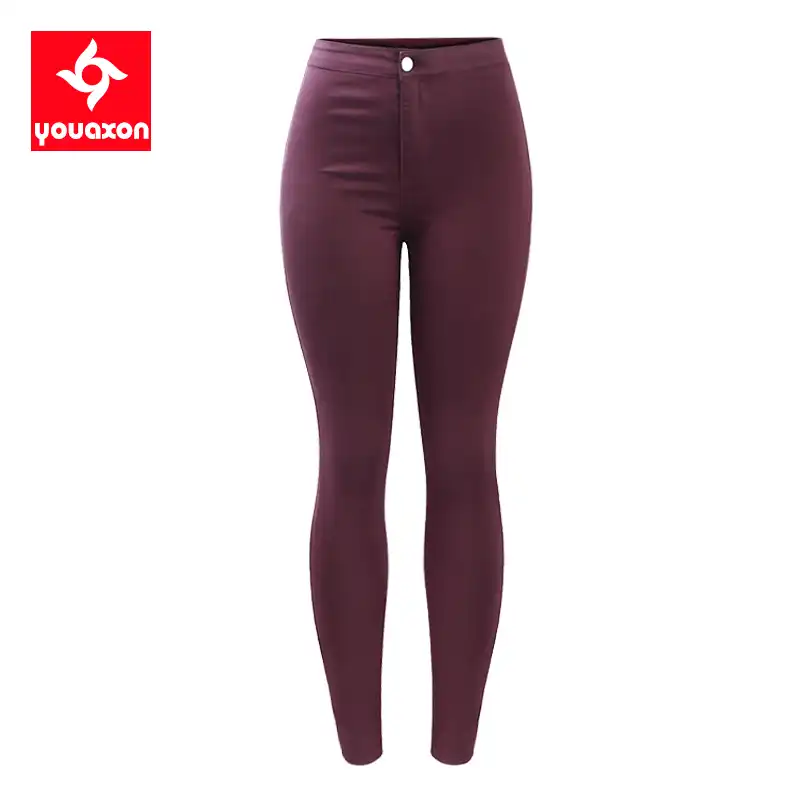 burgundy skinny trousers womens