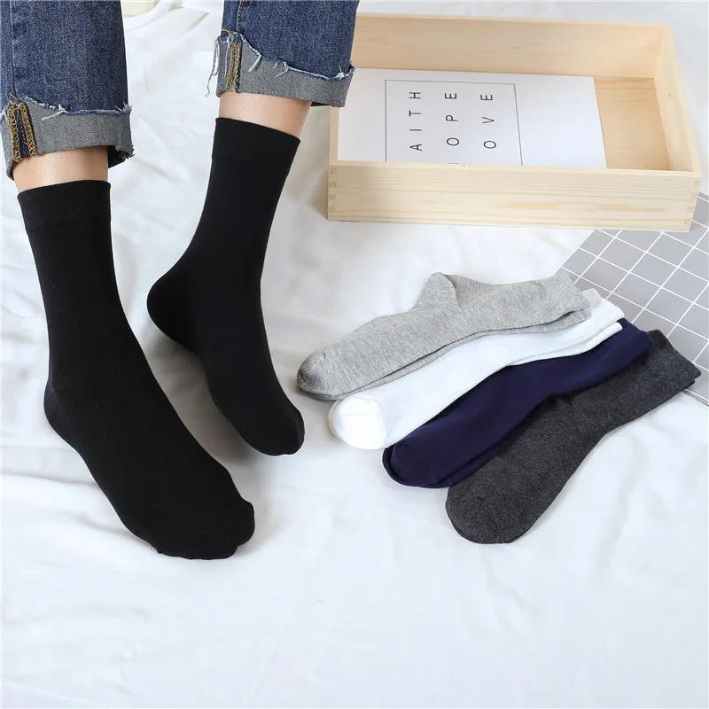 Повседневные мужские деловые носки для мужчин, хлопковые брендовые носки для кроссовок, быстросохнущие черные белые длинные носки, 5 пар
