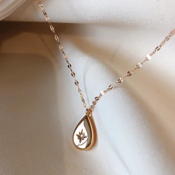 

Simple Elegant 925 Sterling Silver Water Drop Shape Pendants Necklaces for Wedding Jewelry Clear Zircon Chokers Necklace Lady