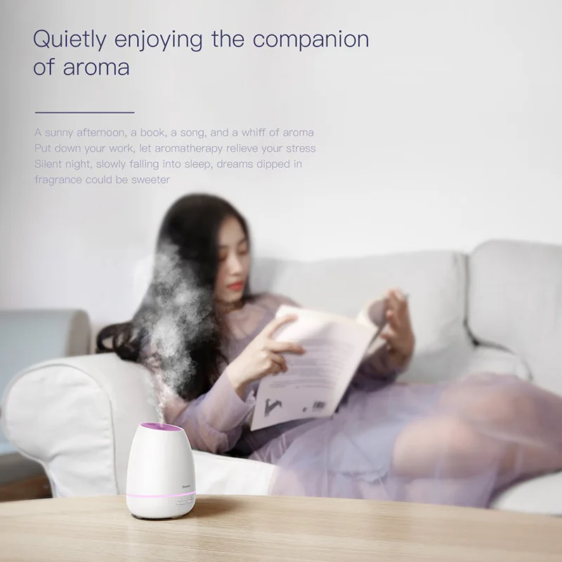  Baseus USB Aroma Oil Diffuser Humidifier For Office Home Room Humidificador Aroma Difusor With 7 Co
