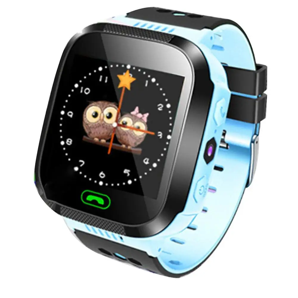 Детские умные часы с защитой от потери, безопасные SOS звонки, Bluetooth, sim-карта, камера, водонепроницаемые, для Android iOS, для мальчиков и девочек, милые детские умные часы - Цвет: Синий