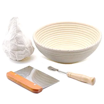 

Bread Hand made Proofing Basket Set 10 Inch Round natural rattan bread fermentation basket for Artisan & Home Bakers