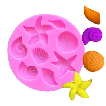 

Marine life conch starfish shell fondant cake silicone mold DIY cake jelly baking mold kitchen accessories chocolate mold