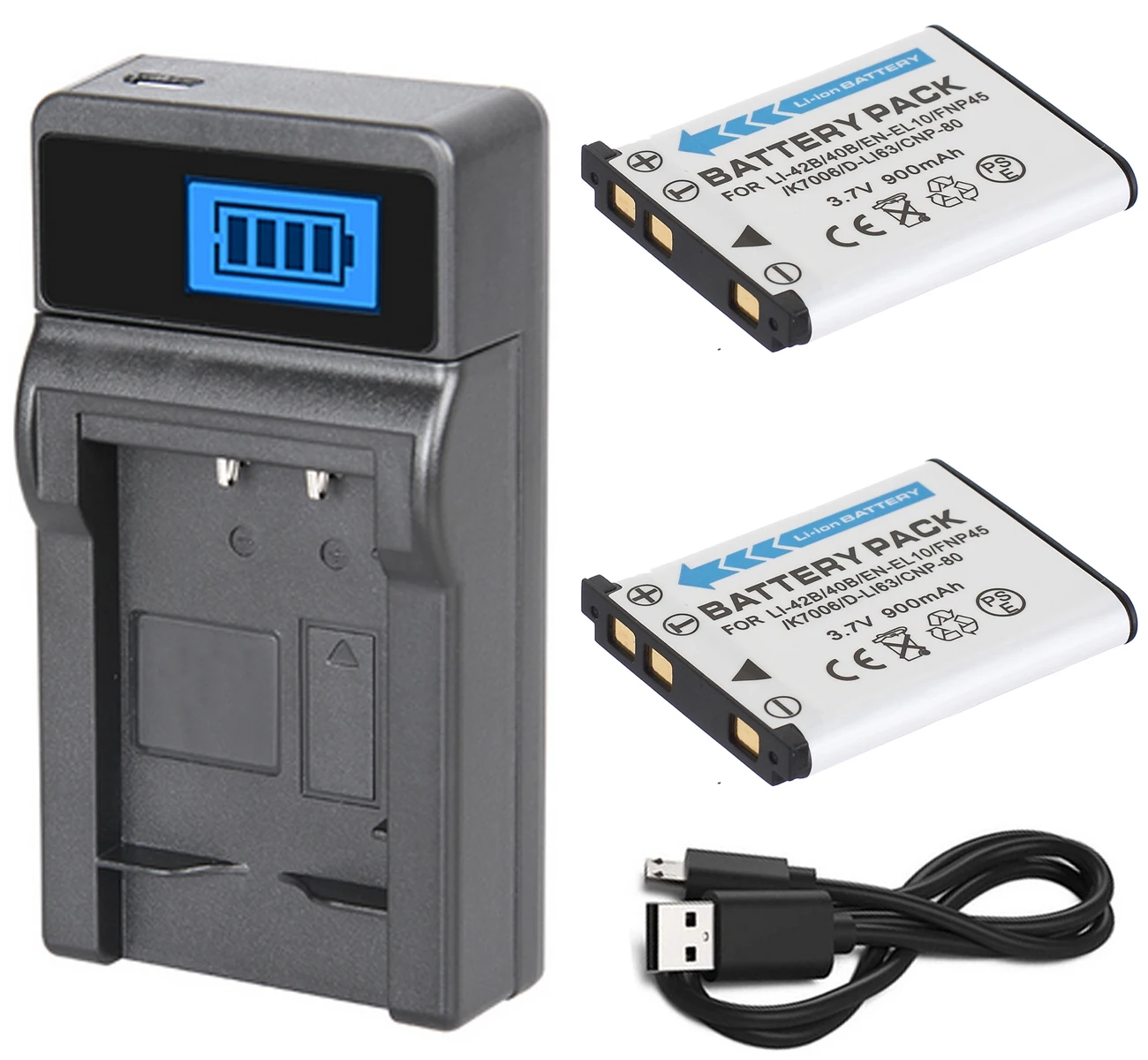 Battery (2-Pack) + Charger For Fujifilm FinePix JZ100 JZ110 JZ200 JZ250 JZ260 JZ300 JZ305 JZ310 JZ500 JZ505 JZ510 Digital Camera |