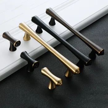 

American pure copper door handle brass handle modern minimalist black gold Nordic drawer cabinet all copper handle