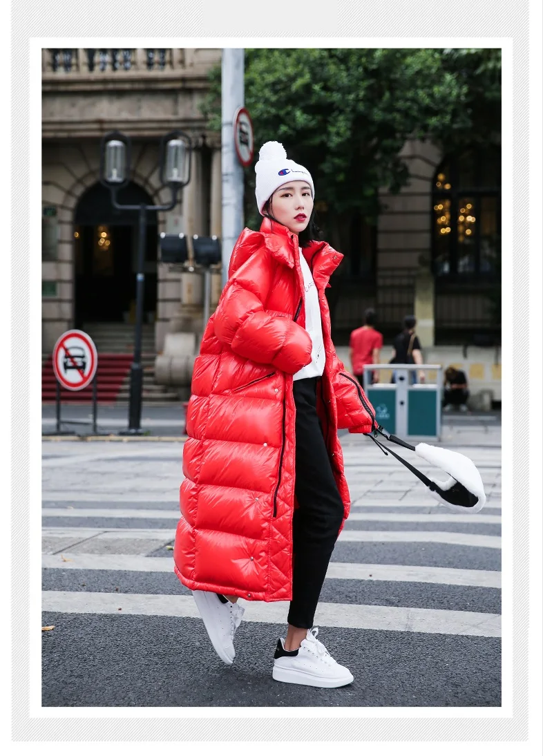 Новое модное зимнее пальто женское длинное пуховое пальто с капюшоном плюс размер Толстая теплая куртка Женское пальто свободная стеганая куртка