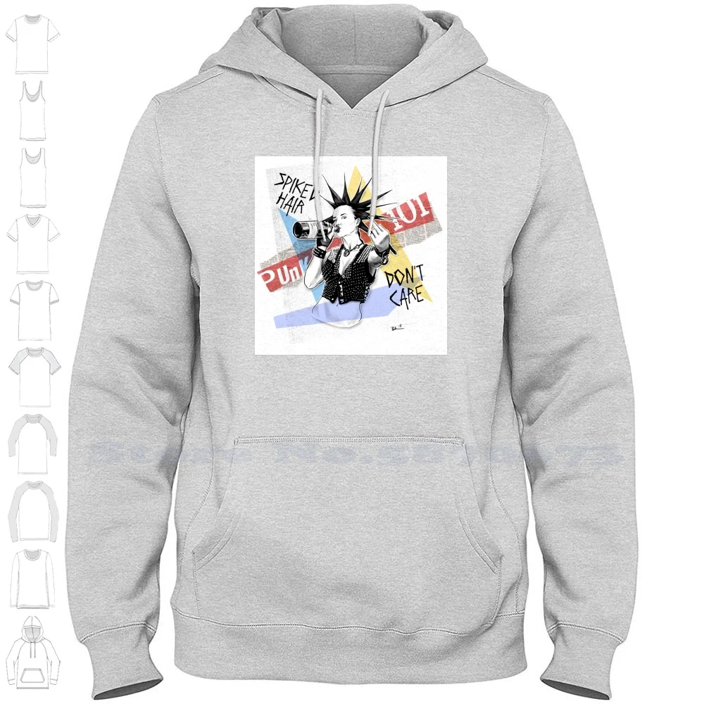 Punk 101 : Spiked Hair Don'T Care Felpa Con Cappuccio A Maniche Lunghe Punk Sexy Punk Anni '80 Retro S Manic Panic Stooges Champagne