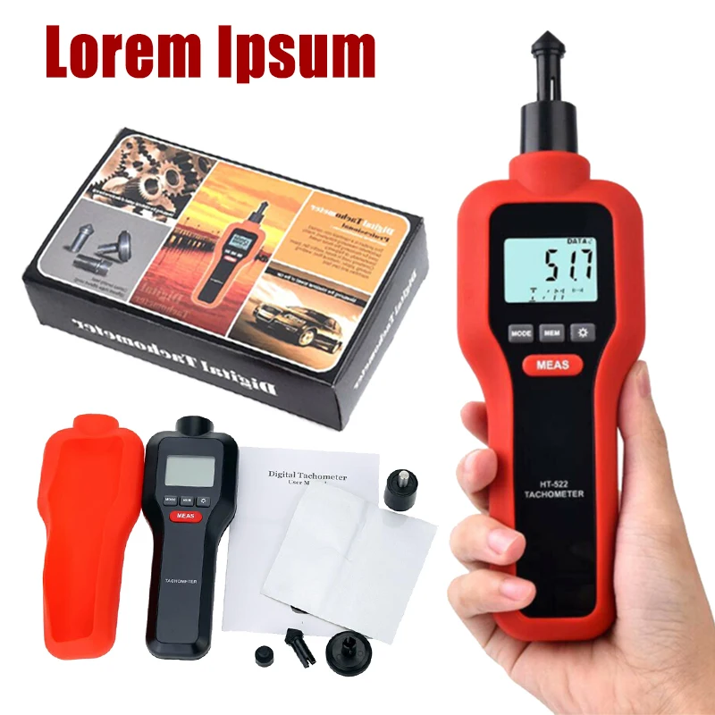

1Piece HT-522 Digital Rev Counter Digital Optical Tachometer Handheld Non-contact Measurement Rev Speed Meter Tester Tool