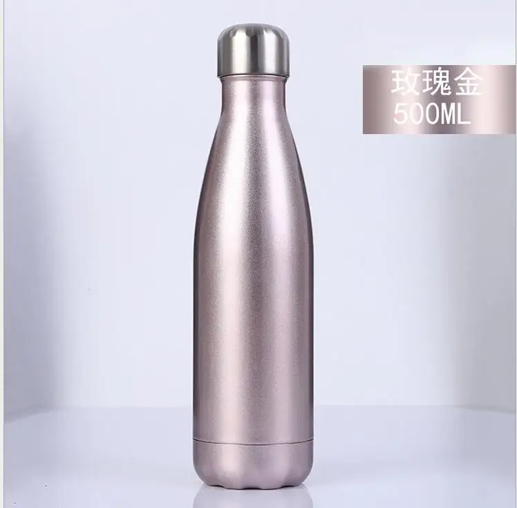 Colorful 500 / 1000ml Portable Double Wall Insulated Thermos Stainless Steel Water Bottle Sports Bottle Cola Water Beer Thermos - Color: D