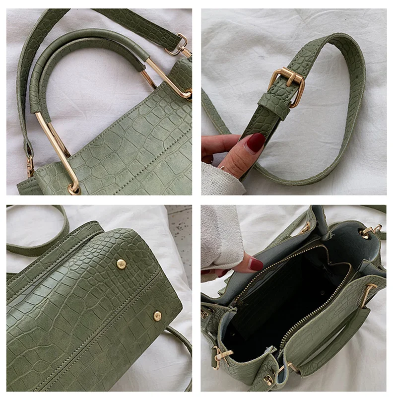 Stone Pattern PU Leather Bucket Bags For Women 2019 Small Shoulder Messenger Bag Lady Fashion Handb - 4000106074409