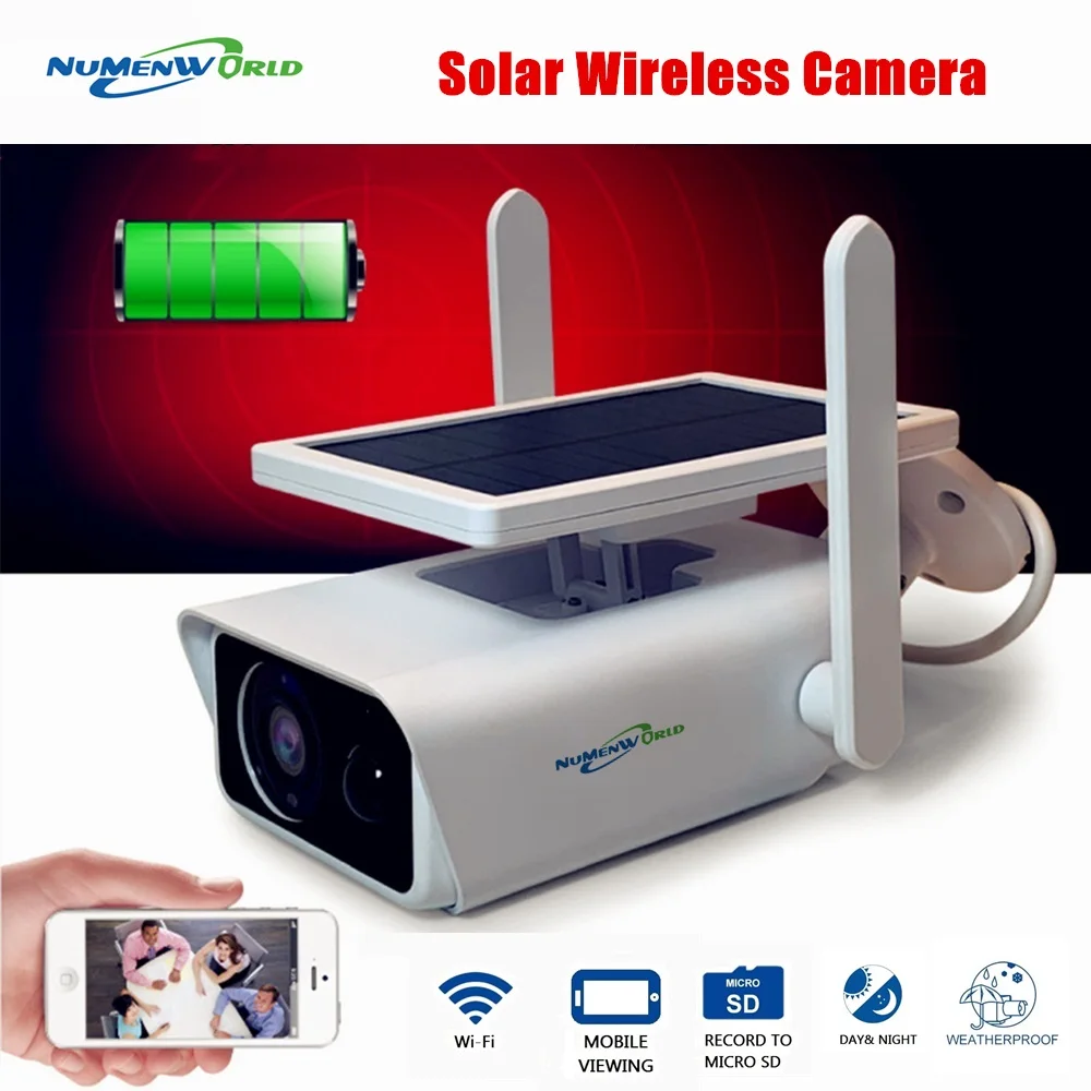 Solar Powered Wireless IP Camera Outdoor 1080P Home Security Camera WiFi IP66 Waterproof   Two Way Audio Rechargeable Cam