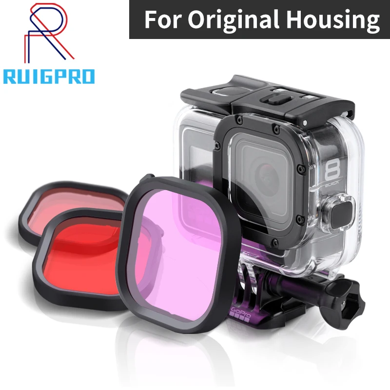 Набор фильтров для GoPro HERO 8 Black 3 шт. красно фиолетовые линзы трубки Красный Цветной