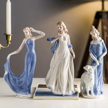 

[HHT] Modern Minimalist Female Figure Sculpture Ornaments Woman Girl Character Statue Living Room Wine TV Cabinet Home Decor
