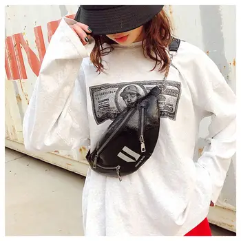 

Women Fashion Casual All-match Adjustable Letter Pattern Zipper Personality Shoulder Bag Retro Chest Bag