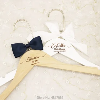 

Personalised engraved dress coat hangers for wedding party bride maid of honour bridesmaid name and role keepsake photo prop