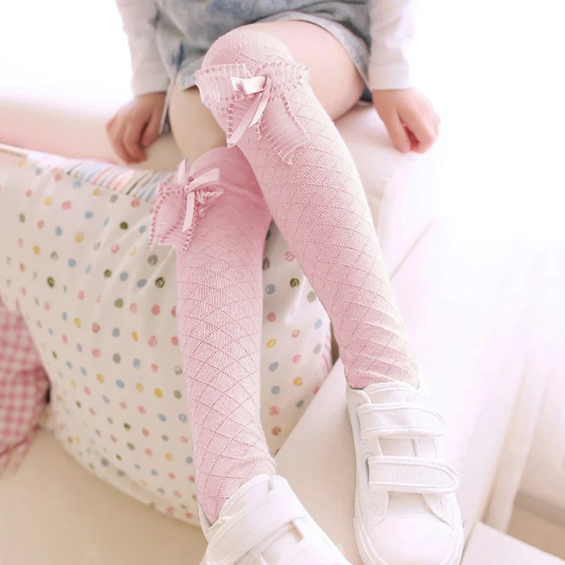 Kids Knee High Socks Girls Stripes Cotton Sports School White Socks Skate Children Baby Long Tube Leg Warm