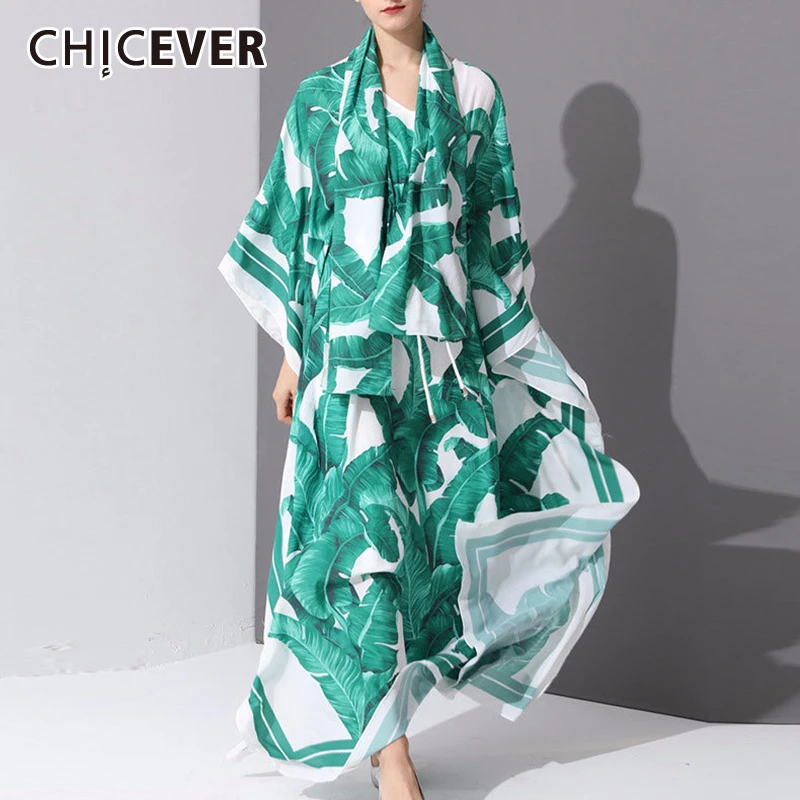 Женский комплект из двух предметов с принтом CHICEVER платье v-образным вырезом и