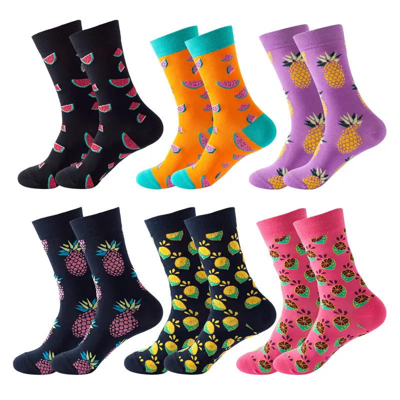 

Combed Cotton Novelty Men Socks Fashion Women Hip Hop Harajuku Fruit Textile Cool Happy Skateboard Funny Christmas Gift