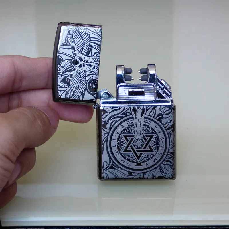 Импульсная дуговая USB Зажигалка Ветрозащитная Электронная зажигалка плазменная перезаряжаемая беспламенная металлическая зажигалка для сигарет пьезозажигалка подарок