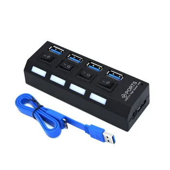 

High Speed Slim 4 Port USB 3.0 Hub Portable Switch Compact Hub Adapter For PC Laptop Computer Accessories