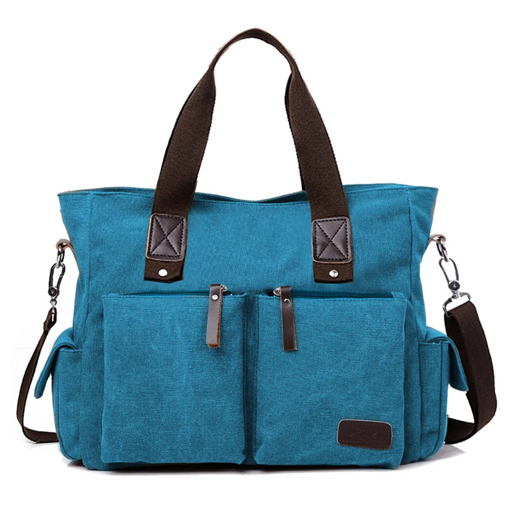 Британский стиль, Большая вместительная мужская сумка на плечо, модная Холщовая Сумка, Портативная сумка для отдыха и путешествий, Вместительная дорожная сумка Bolsas - Цвет: Синий