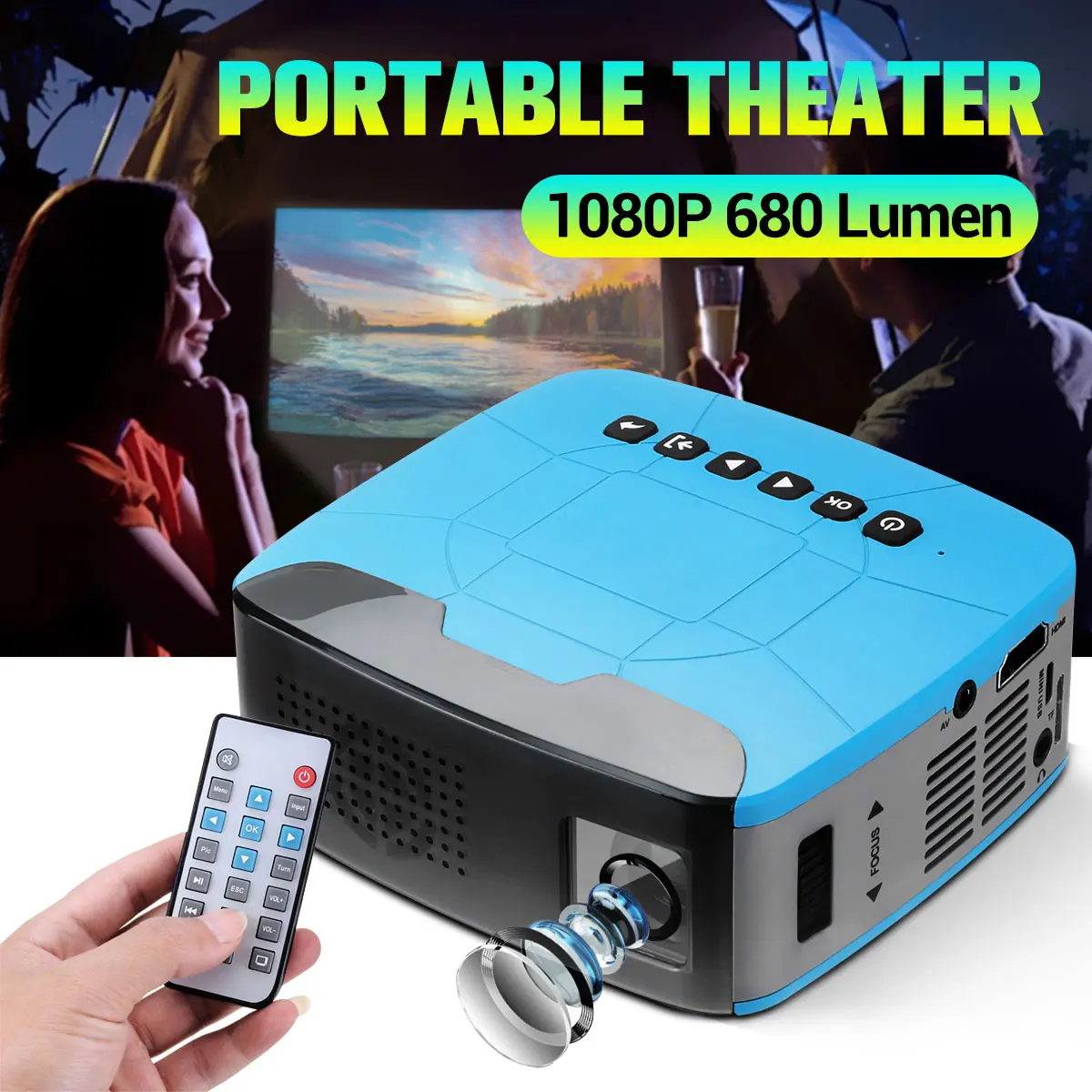 Mini projektor 680 lumenów 1920x1080P LED przenośny Beamer HD do kina domowego obsługuje powerd by power bank Mini projektor 680 lumenów 1920x1080P LED przenośny Beamer HD do kina domowego obsługuje powerd by power bank