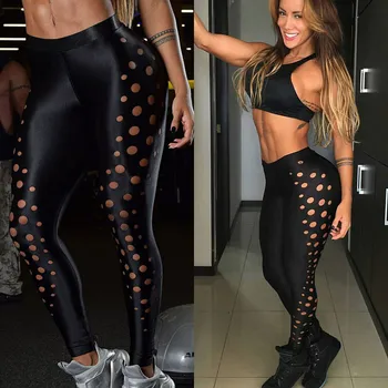 

New Fashion Women Leggings Hollow Sports Slim Workout Gym Fitness Leggings Pants Athletic Clothes Clothes Polainas L511