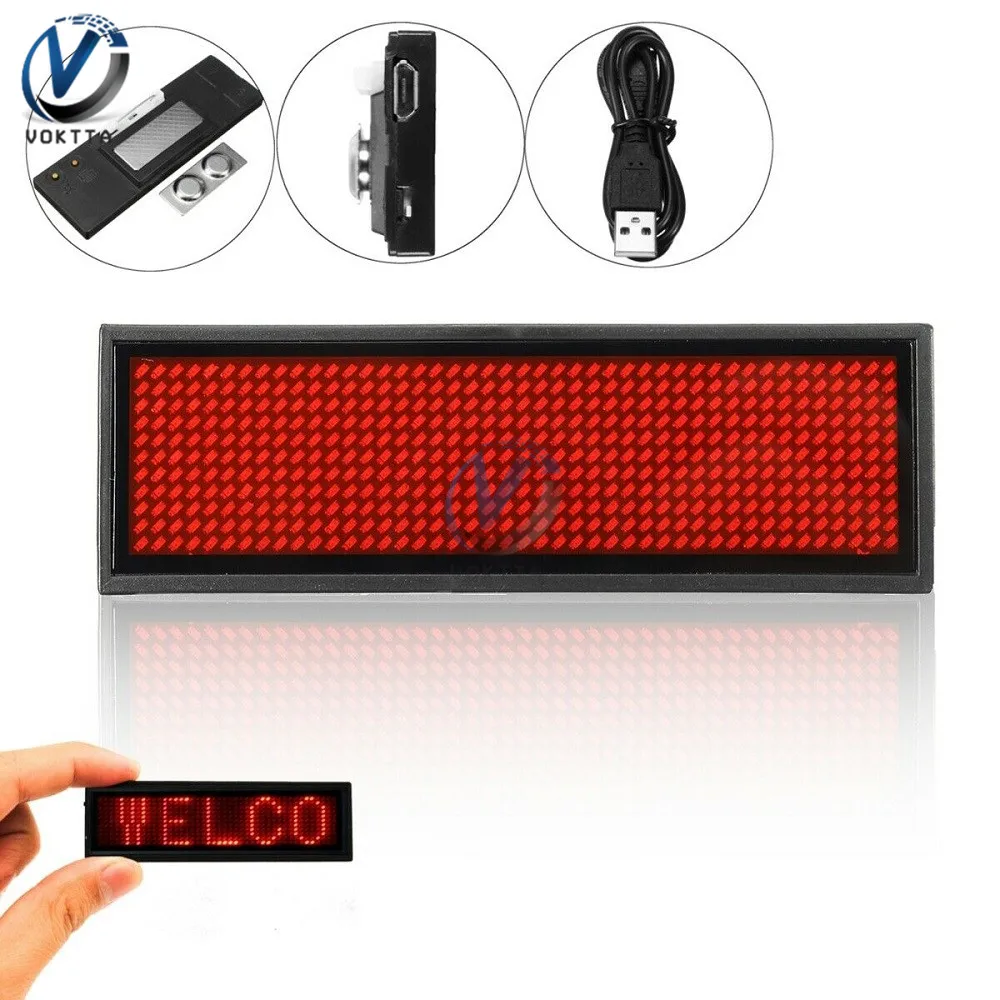 Mini LED Digital Display Rechargeable Programmable Name Badge 15 Display Languages Durable Scrolling Led Tag Sign Badge Module