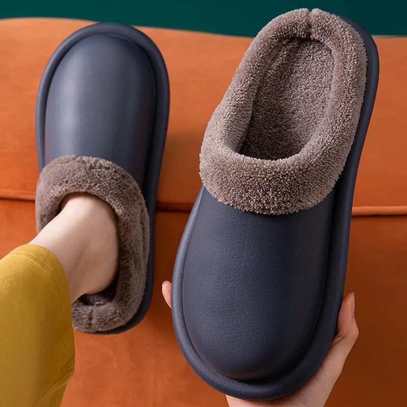 

Women's slippers 2020 EVA waterproof upper Female slippers platform Comfortable Home slippers soft short plush Unisex
