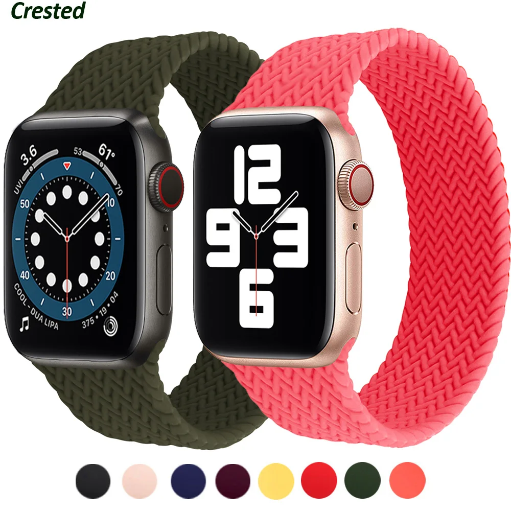 Silicone Braided Solo Loop For Apple watch band 40mm 44mm iWatch band 42mm 38mm belt bracelet Apple watch serie 3 4 5 se 6 Strap afbeelding