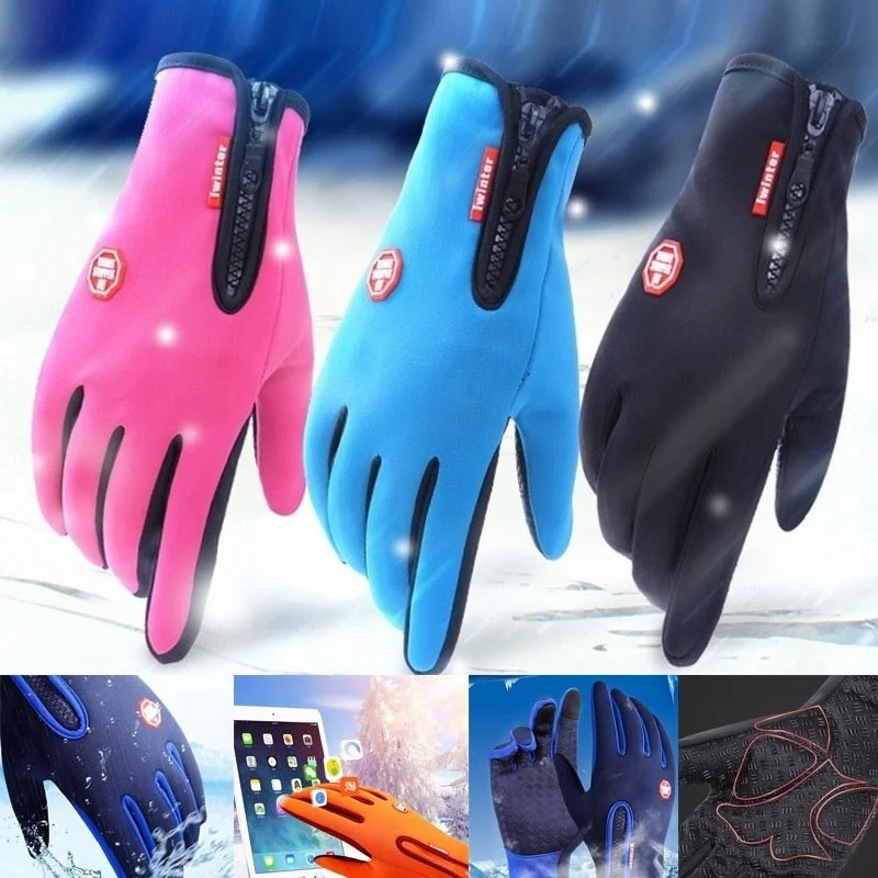 

New Winter Plus Velvet Windproof Warm Riding Gloves Unisex Touch Screen Outdoor Waterproof Non-slip Hiking Ski Gloves