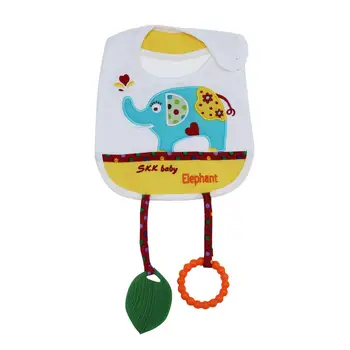 

Multifunctional Baby Cotton Bibs Stain Resistant Infant Food Meal Bibs With Teether, Non-toxic, Odorless, Good In Elasticity