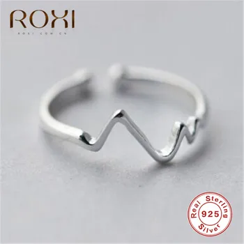 

ROXI 925 Sterling Silver Irregular Geometric Wave Adjustable Ring Finger Jewelry Smooth Wedding Rings for Women Jewelry Party