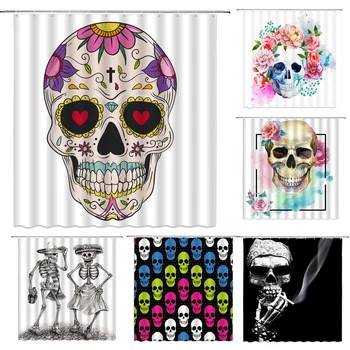 

Sugar Skull Bathroom Shower Curtain Waterproof Polyester Bathroom Curtain Skull Woman Printing Shower Curtain Bath Screen