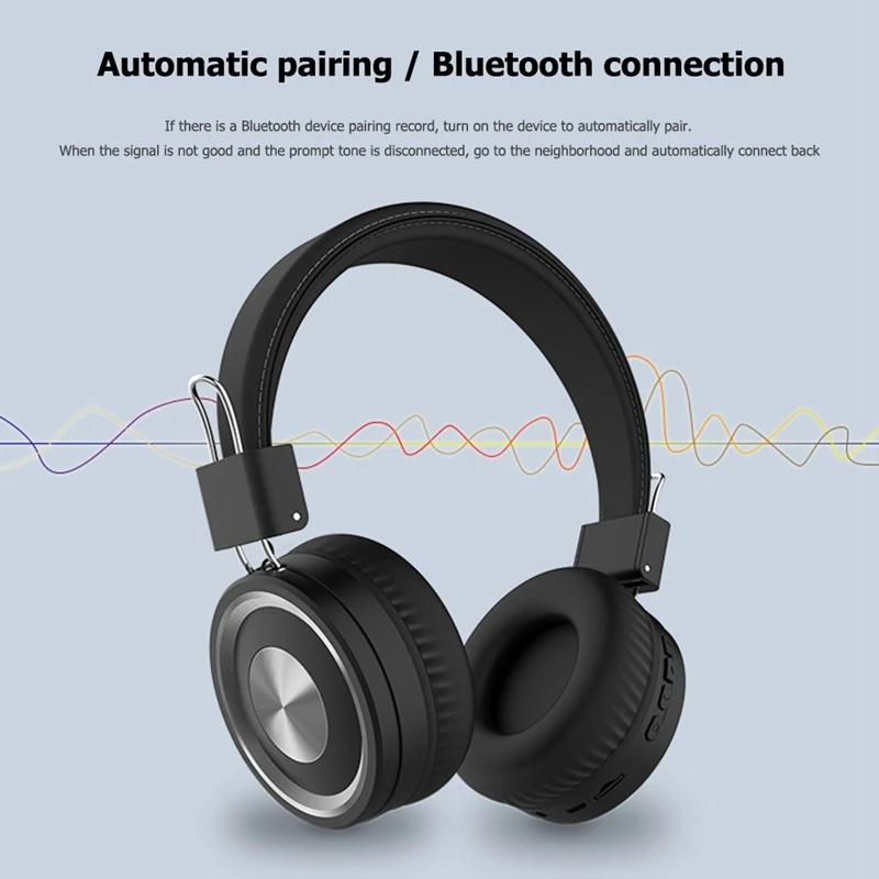 HIFI Bluetooth Wireless Headphones Head Earphones over Ear Stereo Headset with Built in Microphone Support FM Radio