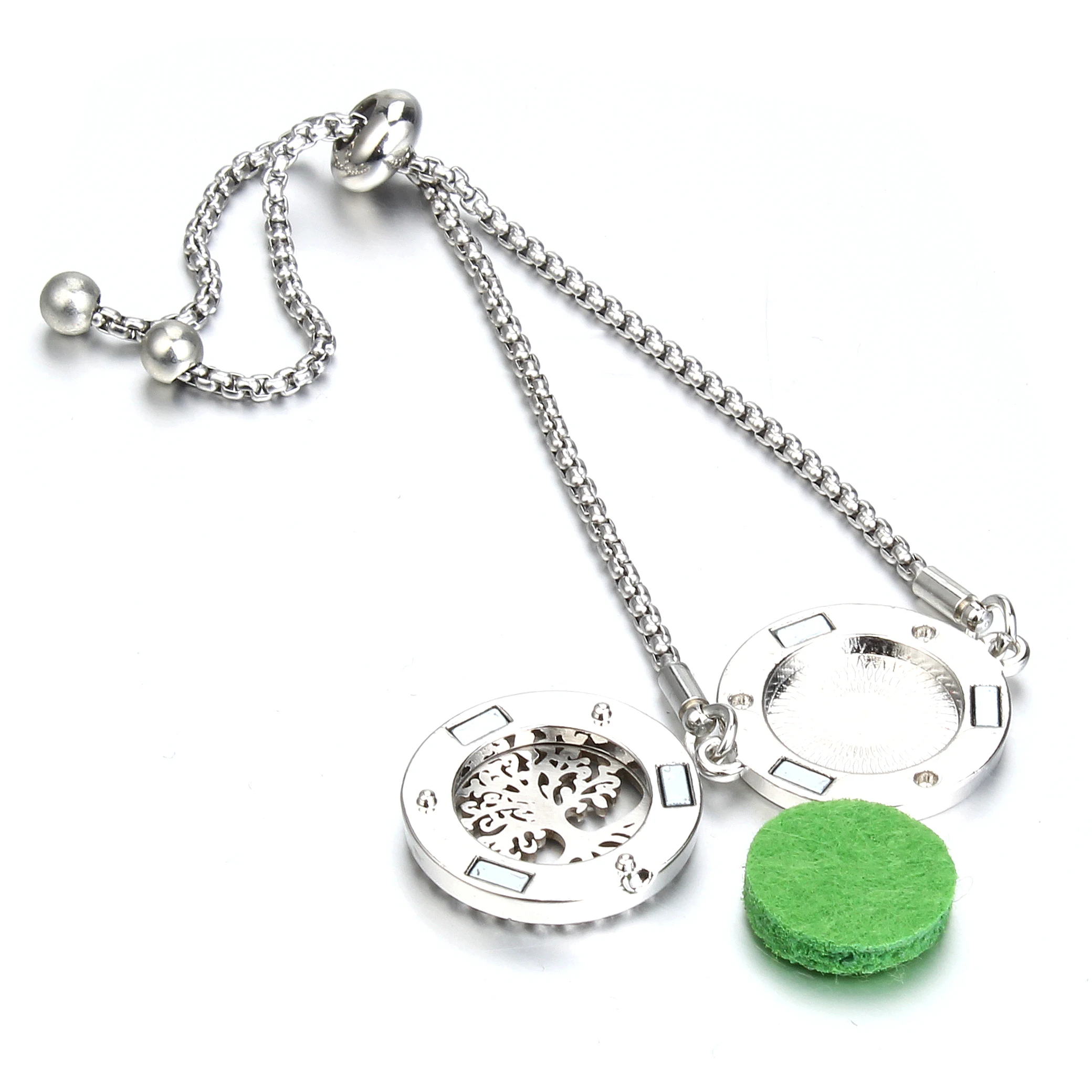 Aromatherapy Bracelet Jewelry Adjustable Chain Crystal Kaleidoscope Lotus Flower Aroma Perfume Essential Oil Diffuser Bracelets