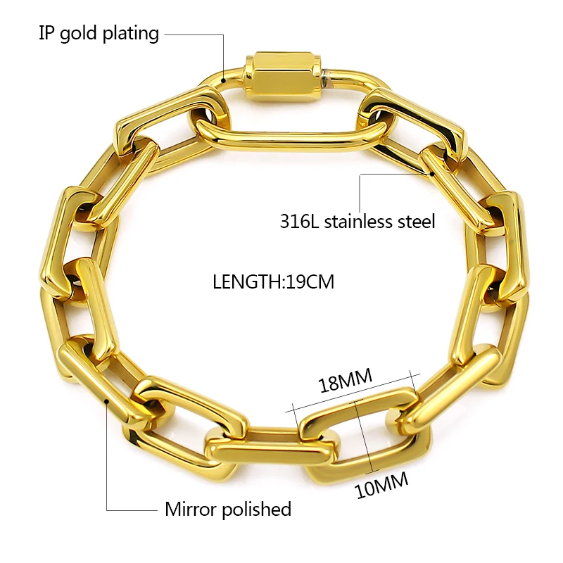 Металлический Блестящий жесткий браслет в стиле панк для женщин и мужчин большой