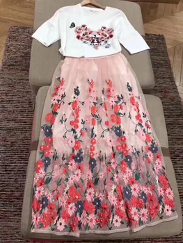 

18 Summer Small Fresh Five Color Embroidery Flowers Mesh Overskirt Jamie 2 Color 83043