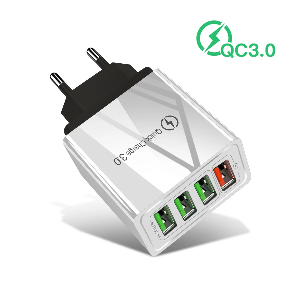 Быстрая зарядка 3,0 USB зарядное устройство 4 порта USB быстрая зарядка для iPhone XR QC 3,0 настенный адаптер зарядное устройство s для samsung S10 A50 Xiaomi Mi9