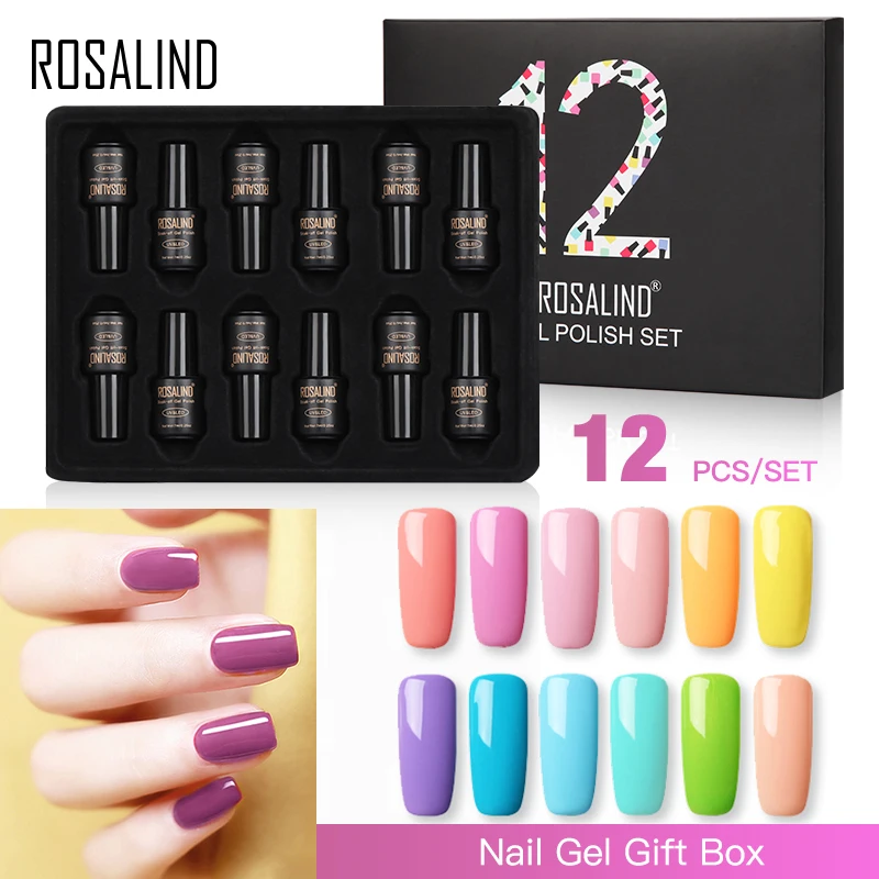 

ROSALIND Gel Nail Polish Set Acrylic Nail Kit Semi Permanent Varnishes Soak Off Hybrid Lacquer Gel Varnish Set All For Manicure