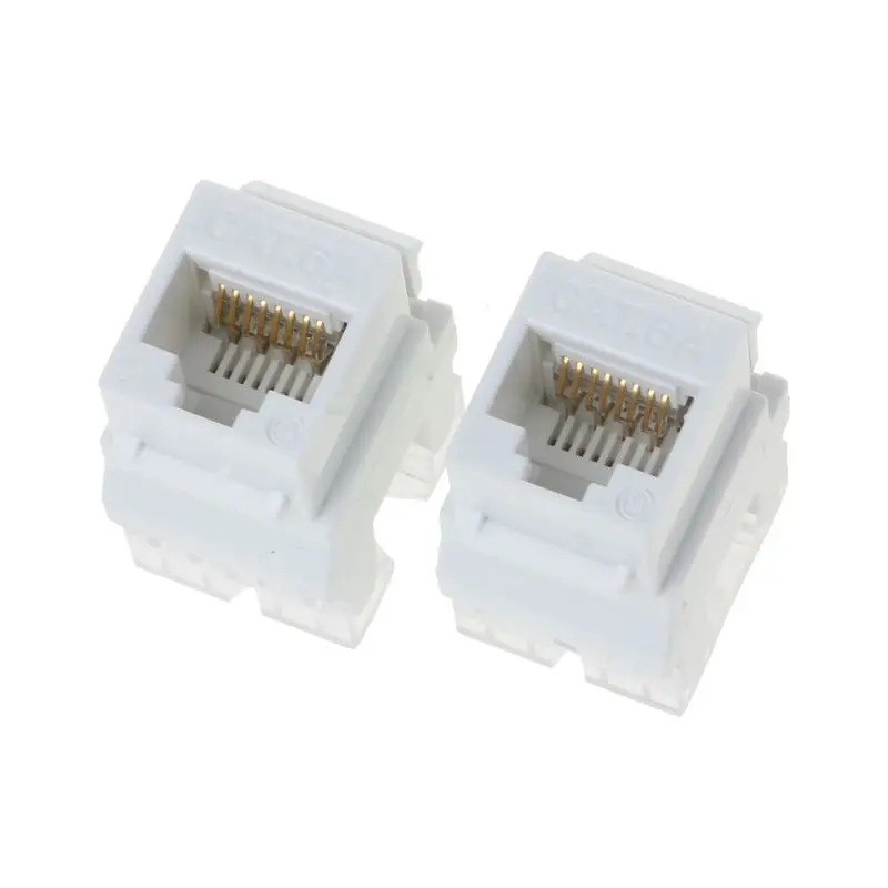 2Pcs UTP CAT6A Network Module Information Socket RJ45 Keystone Connector Cable Adapter Keystone Jack 10166