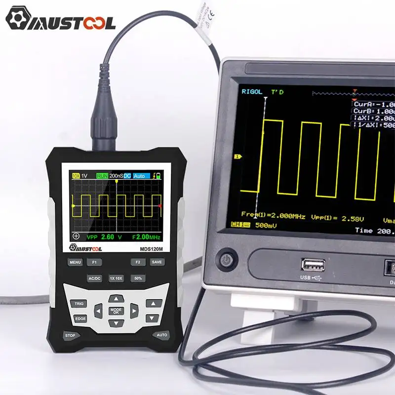 US $69.99 Mustool Mds120m Professional Digital Oscilloscope 120mhz Analog Bandwidth 500msS Sampling Rate 320x240 Lcd Screen With Backligh