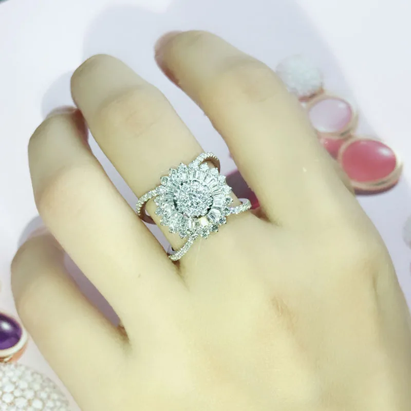 18k Белое Золото 2ct алмазное кольцо обручальное & свадебное натуральное Кольцо C