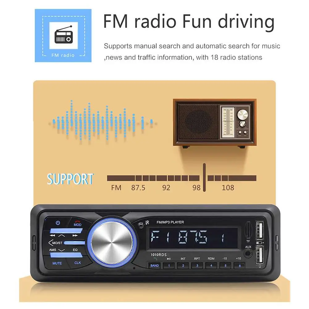 Новое поступление 12 В 1Din автомобильный Bluetooth стерео MP3-плеер RDS fm-радио USB вспомогательный приемник автомобильный аудио плеер