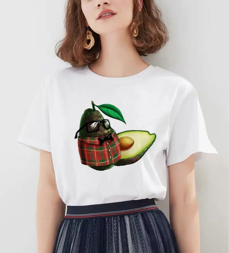 Kawaii Avocado Funny Cartoon T Shirts Women Harajuku Ullzang 90s T-shirt Graphic Cute Grunge Tshirt Korean Style Top Tees Female