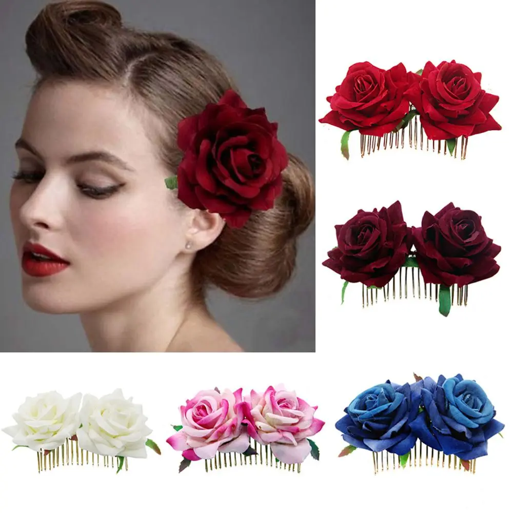 1Pcs Trendy Rose Flower Hairpin for Bridal Bridesmaid Hair Clip Wedding Party Hair Accessories