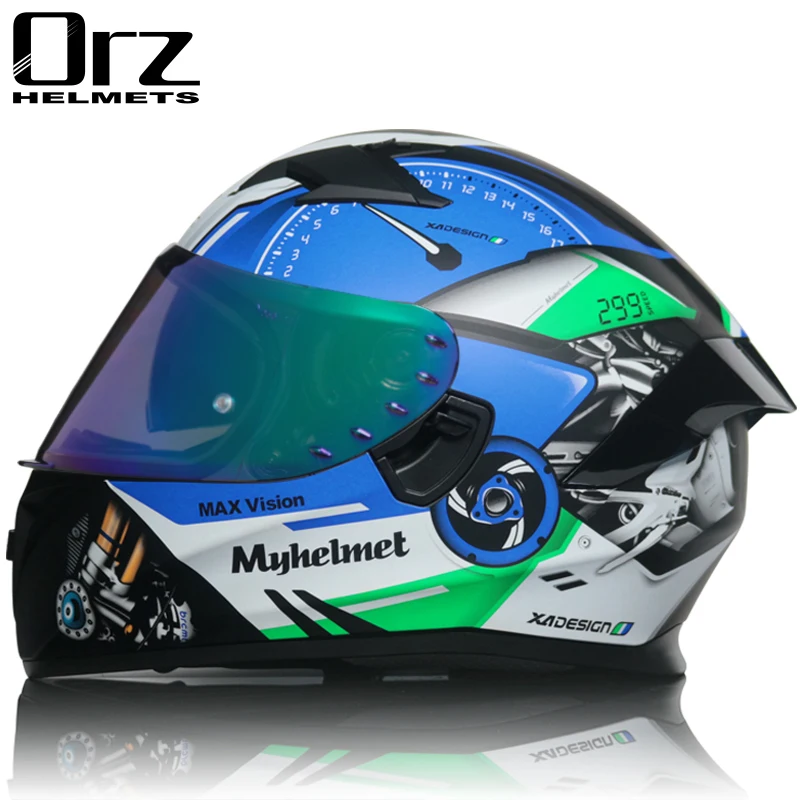 FULL FACE Helmet Modular Motorcycle Helmet Double Lens Built in Sun