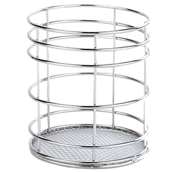 

Hollow Pen Holder Pencil Pot Makeup Brushes Storage Desk Organiser Container Organizer Desk Stationery Decor-Silver