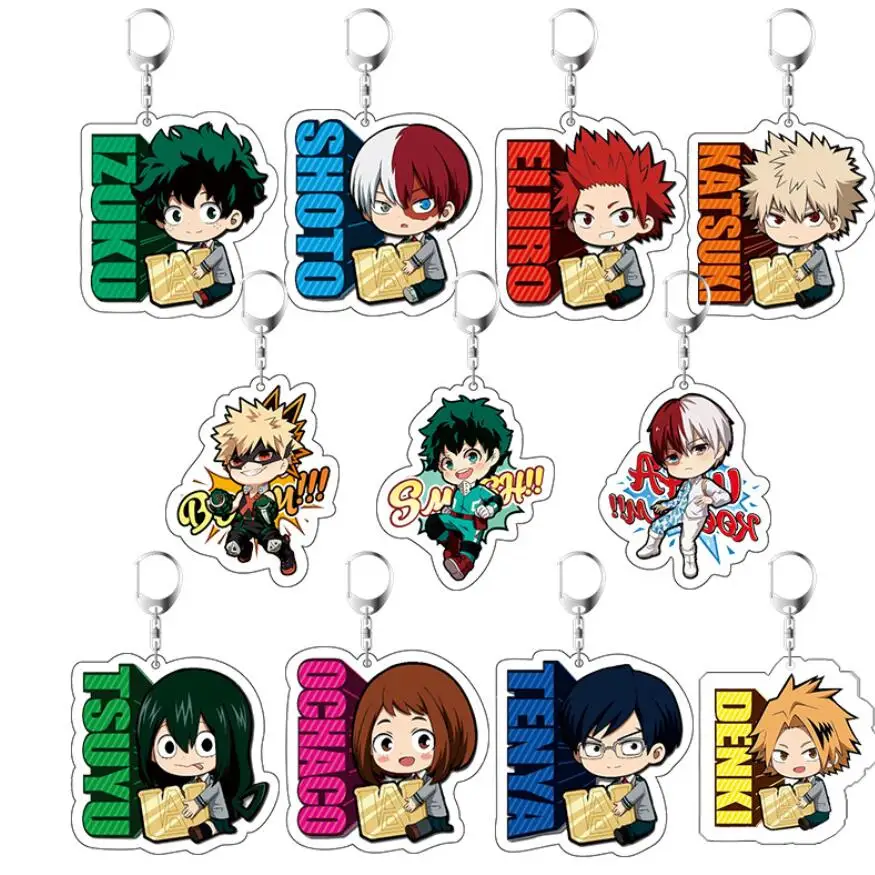 

My Hero Academia Tsuyu Asui Midoriya Izuku Todoroki Shoto Acrylic Figure keychain Keyring Decoration Collection Model Toy